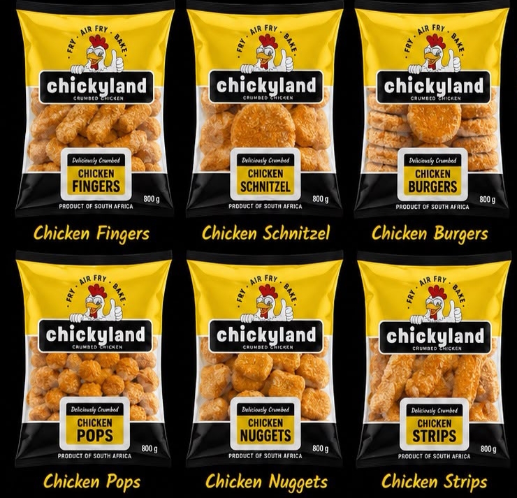 ChickyLand crumbed chicken product range packaging